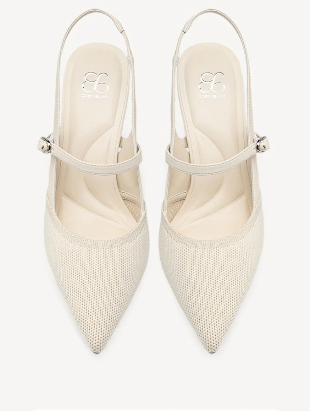 StrikeStep Elegant Stiletto Heeled Slingback Cream - Picture 2 of 4
